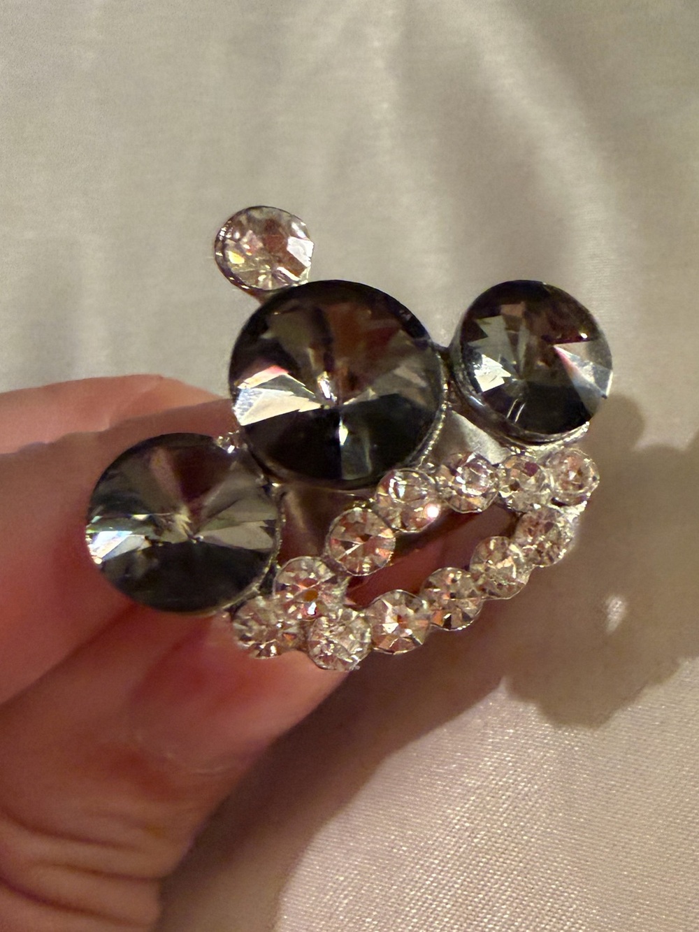 Crystal Cluster Ring in Smoky Gray and Clear Rhinestones